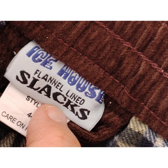 Vtg Haband Ice House Flannel Lined Corduroy Pants O3T Hunting Outdoor 44L Brown - Picture 6 of 11